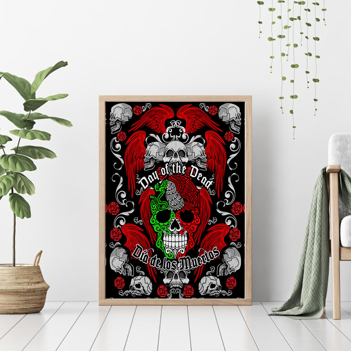Mexico Day Of The Dead Canvas Wall Art Mexican Sugar Skull Dia de los Muertos - Wonder Print Shop