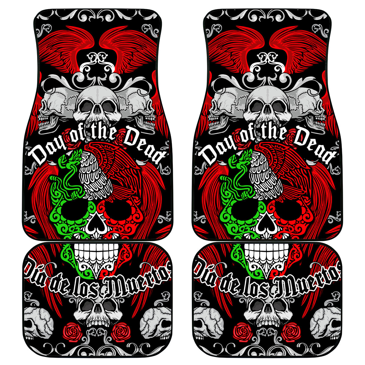 Mexico Day Of The Dead Car Mats Mexican Sugar Skull Dia de los Muertos - Wonder Print Shop