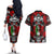 Mexico Day Of The Dead Couples Matching Off The Shoulder Long Sleeve Dress and Hawaiian Shirt Mexican Sugar Skull Dia de los Muertos - Wonder Print Shop
