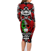 Mexico Day Of The Dead Family Matching Long Sleeve Bodycon Dress and Hawaiian Shirt Mexican Sugar Skull Dia de los Muertos - Wonder Print Shop