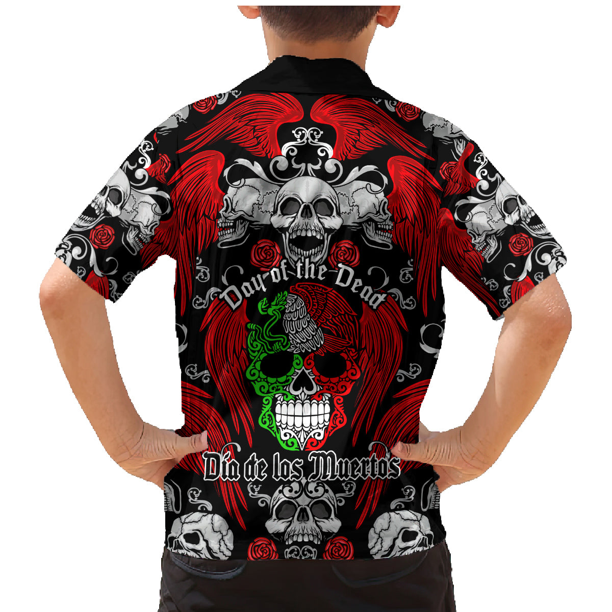 Mexico Day Of The Dead Family Matching Mermaid Dress and Hawaiian Shirt Mexican Sugar Skull Dia de los Muertos - Wonder Print Shop