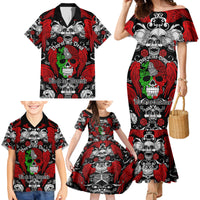 Mexico Day Of The Dead Family Matching Mermaid Dress and Hawaiian Shirt Mexican Sugar Skull Dia de los Muertos - Wonder Print Shop