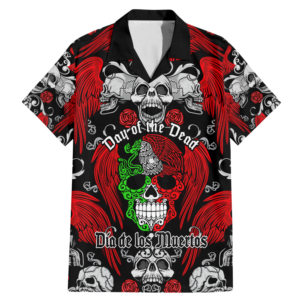 Mexico Day Of The Dead Family Matching Mermaid Dress and Hawaiian Shirt Mexican Sugar Skull Dia de los Muertos - Wonder Print Shop