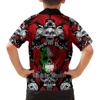 Mexico Day Of The Dead Family Matching Off Shoulder Long Sleeve Dress and Hawaiian Shirt Mexican Sugar Skull Dia de los Muertos - Wonder Print Shop