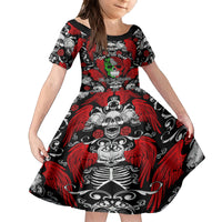 Mexico Day Of The Dead Family Matching Off Shoulder Long Sleeve Dress and Hawaiian Shirt Mexican Sugar Skull Dia de los Muertos - Wonder Print Shop