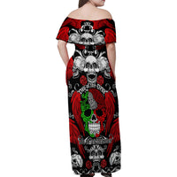 Mexico Day Of The Dead Family Matching Off Shoulder Maxi Dress and Hawaiian Shirt Mexican Sugar Skull Dia de los Muertos - Wonder Print Shop
