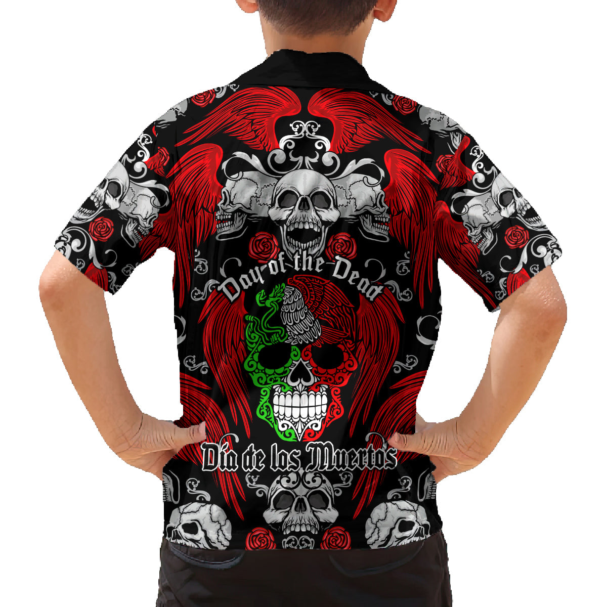 Mexico Day Of The Dead Family Matching Puletasi Dress and Hawaiian Shirt Mexican Sugar Skull Dia de los Muertos - Wonder Print Shop