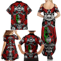 Mexico Day Of The Dead Family Matching Summer Maxi Dress and Hawaiian Shirt Mexican Sugar Skull Dia de los Muertos - Wonder Print Shop