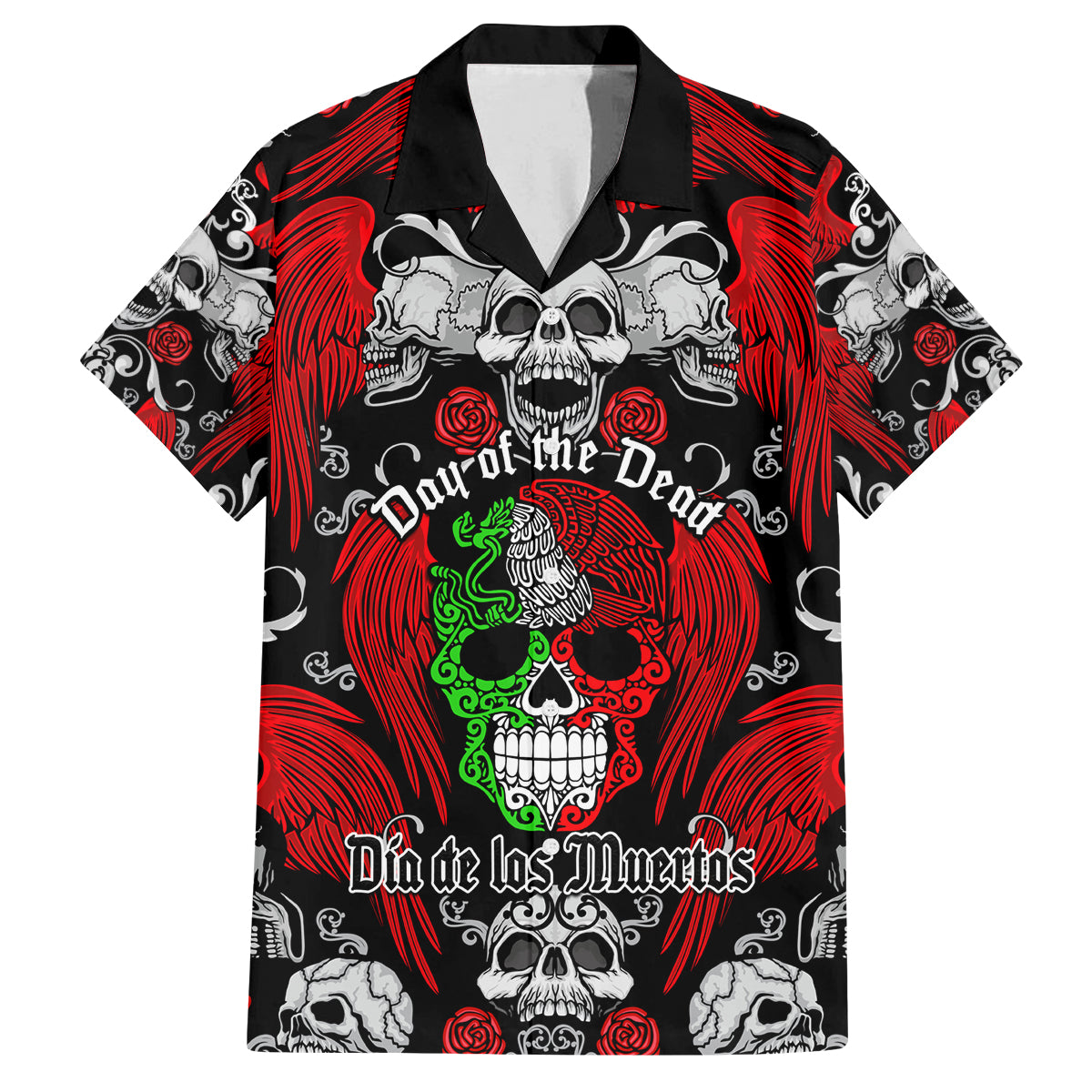 Mexico Day Of The Dead Family Matching Summer Maxi Dress and Hawaiian Shirt Mexican Sugar Skull Dia de los Muertos - Wonder Print Shop