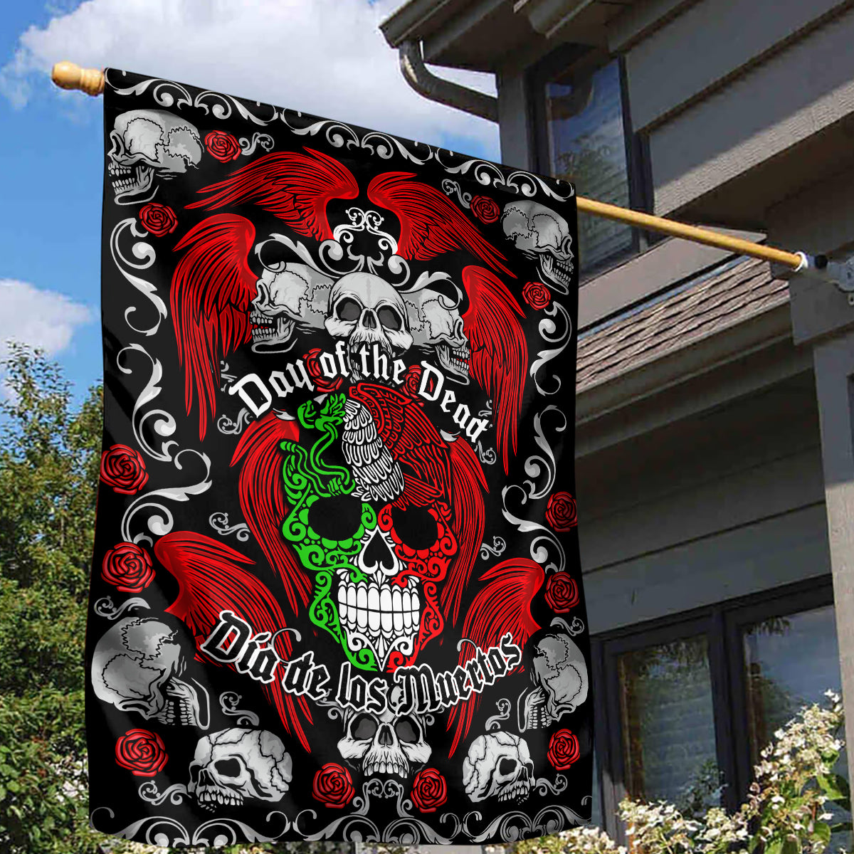 Mexico Day Of The Dead Garden Flag Mexican Sugar Skull Dia de los Muertos - Wonder Print Shop