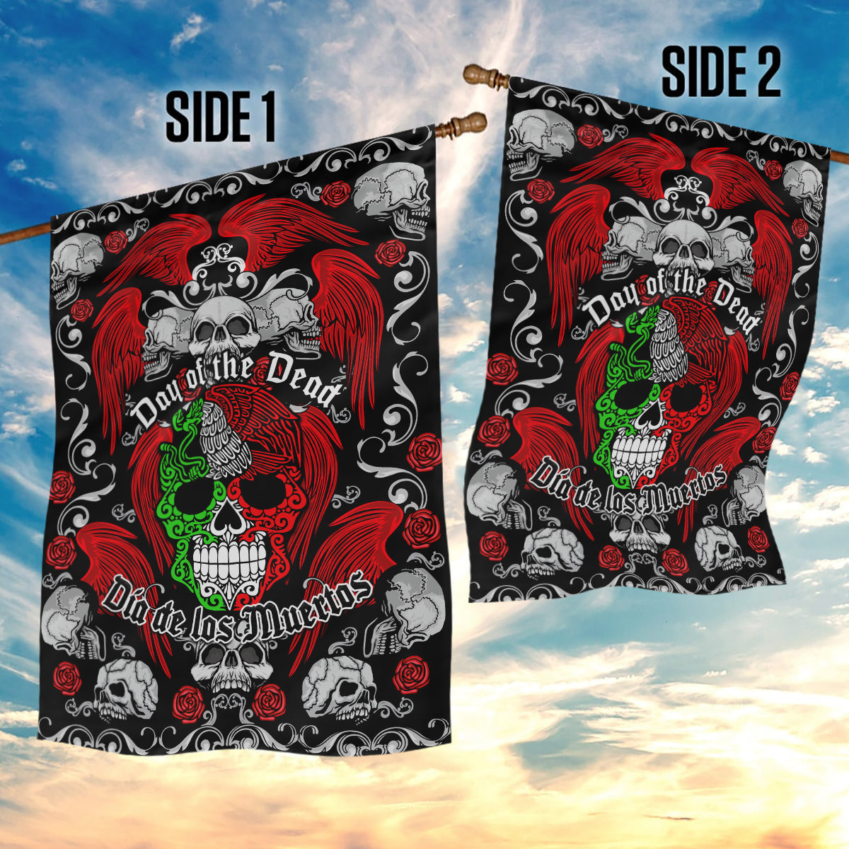 Mexico Day Of The Dead Garden Flag Mexican Sugar Skull Dia de los Muertos - Wonder Print Shop