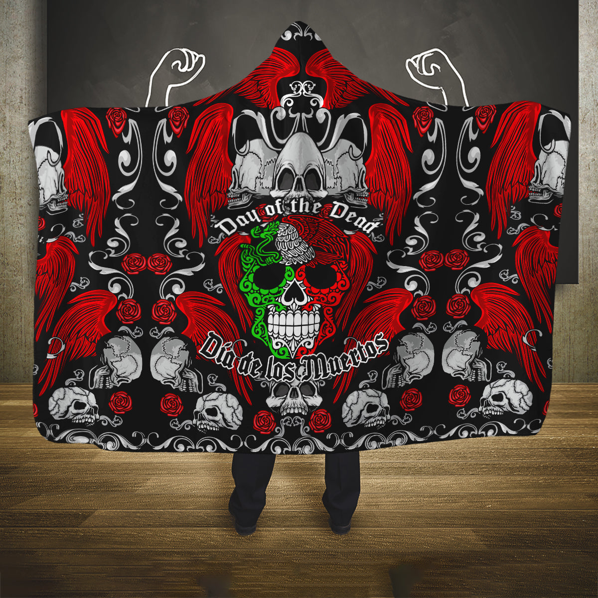mexico-day-of-the-dead-hooded-blanket-mexican-sugar-skull-dia-de-los-muertos