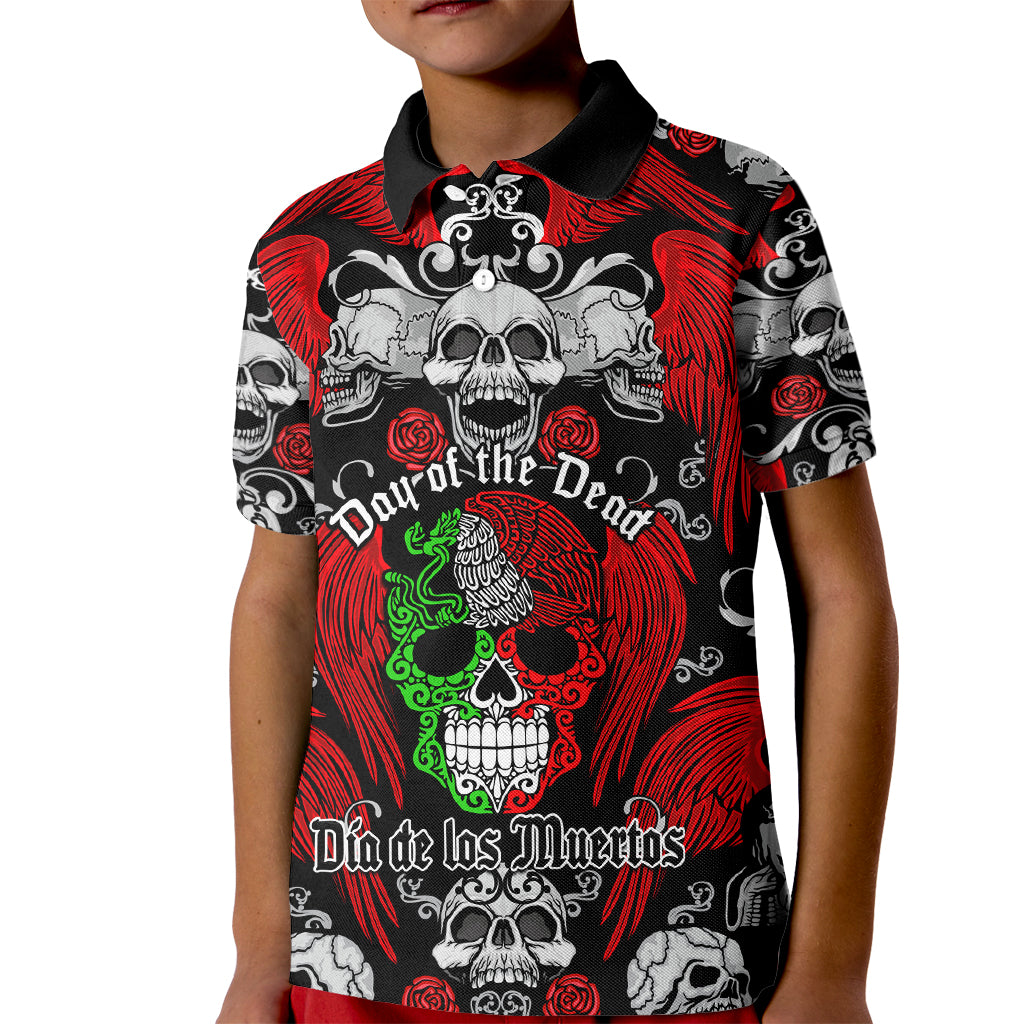 Mexico Day Of The Dead Kid Polo Shirt Mexican Sugar Skull Dia de los Muertos - Wonder Print Shop