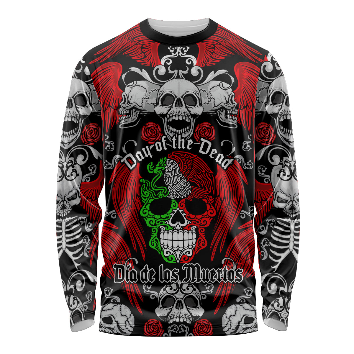 Mexico Day Of The Dead Long Sleeve Shirt Mexican Sugar Skull Dia de los Muertos - Wonder Print Shop