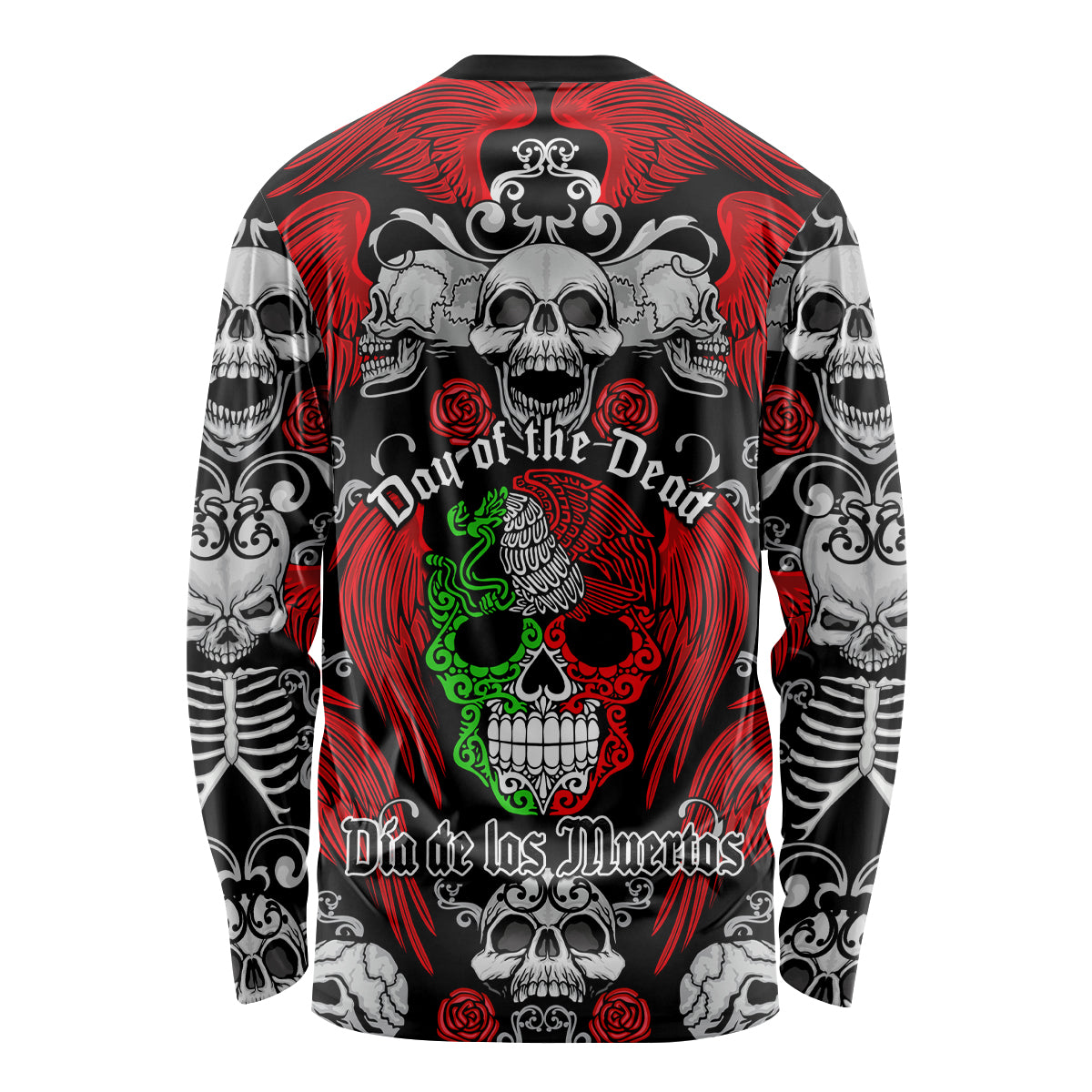 Mexico Day Of The Dead Long Sleeve Shirt Mexican Sugar Skull Dia de los Muertos - Wonder Print Shop
