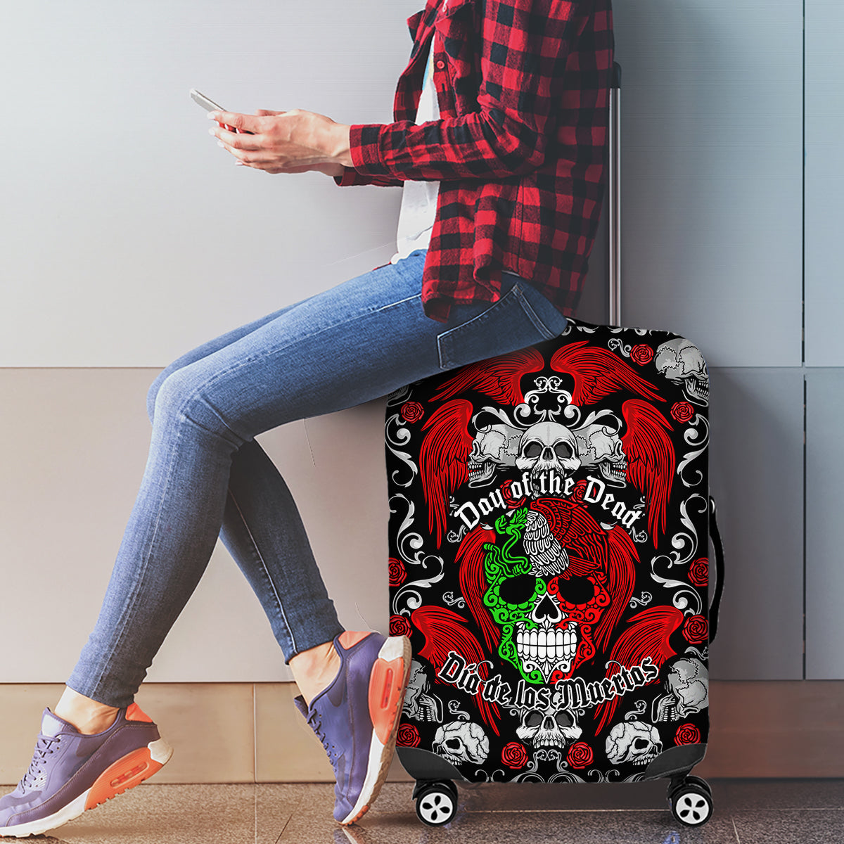 Mexico Day Of The Dead Luggage Cover Mexican Sugar Skull Dia de los Muertos - Wonder Print Shop