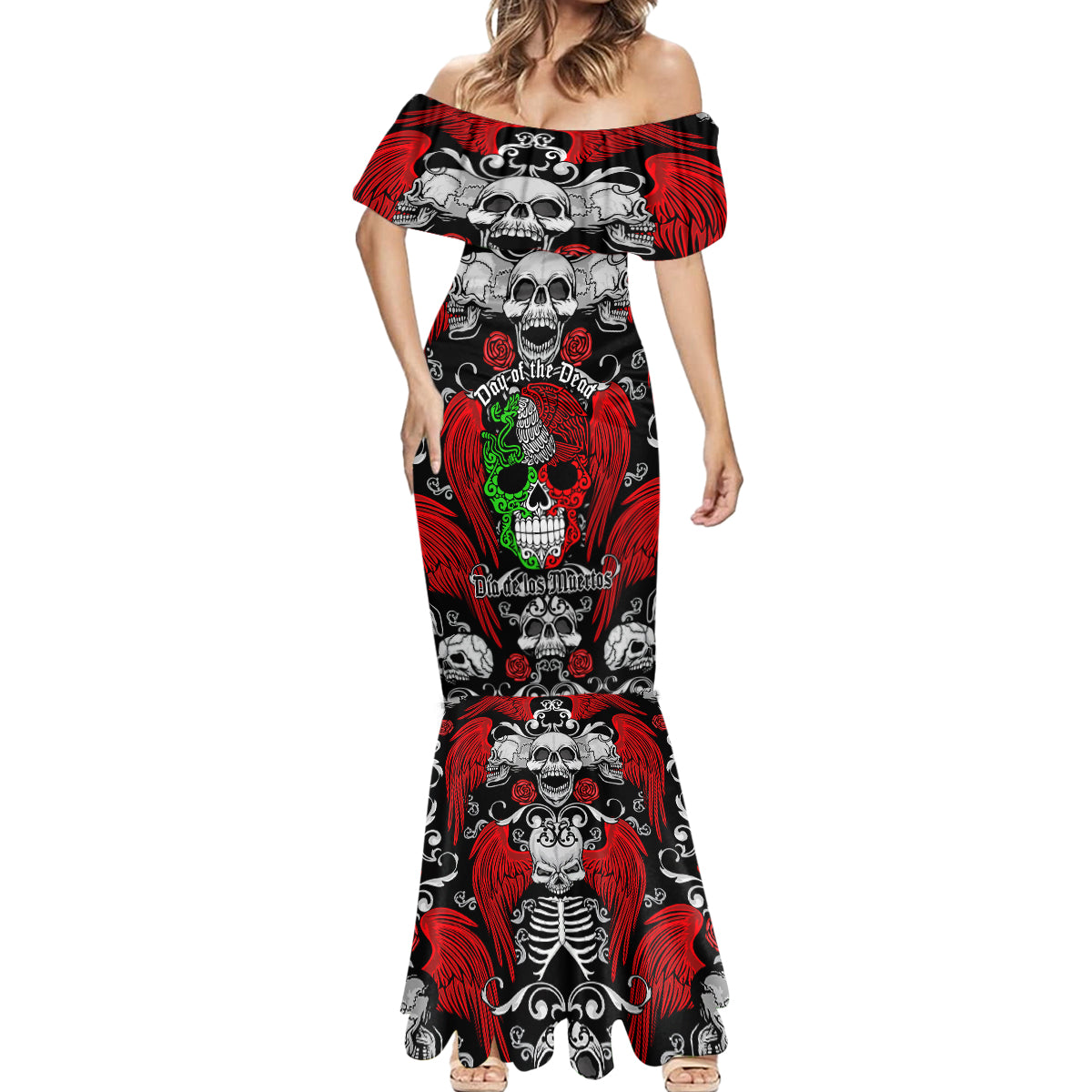 Mexico Day Of The Dead Mermaid Dress Mexican Sugar Skull Dia de los Muertos - Wonder Print Shop