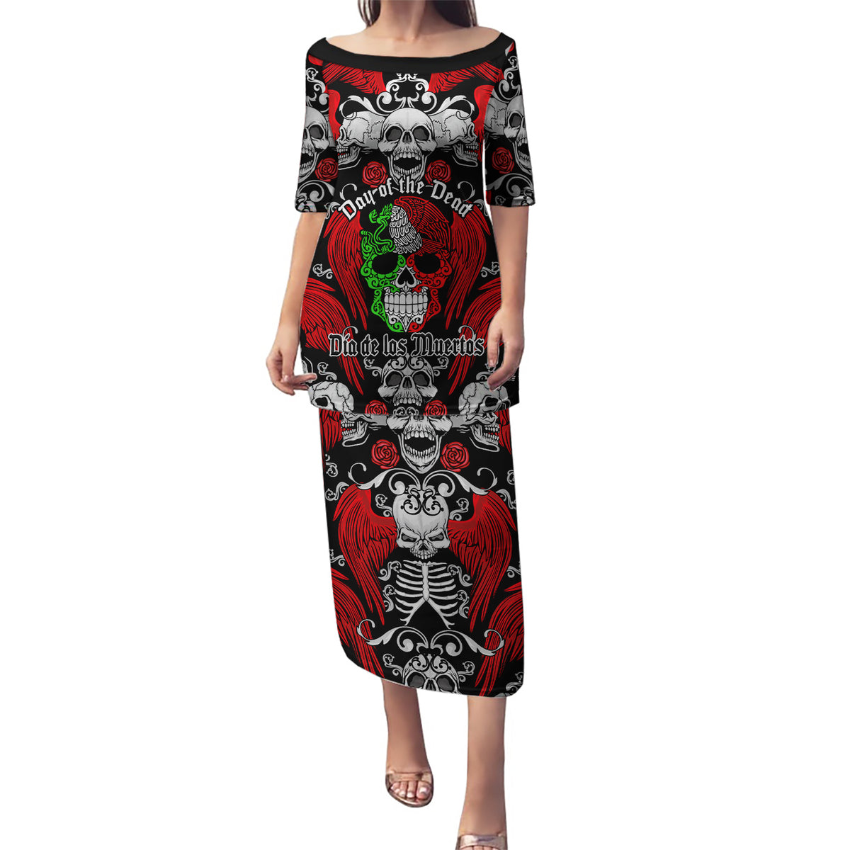 Mexico Day Of The Dead Puletasi Mexican Sugar Skull Dia de los Muertos - Wonder Print Shop