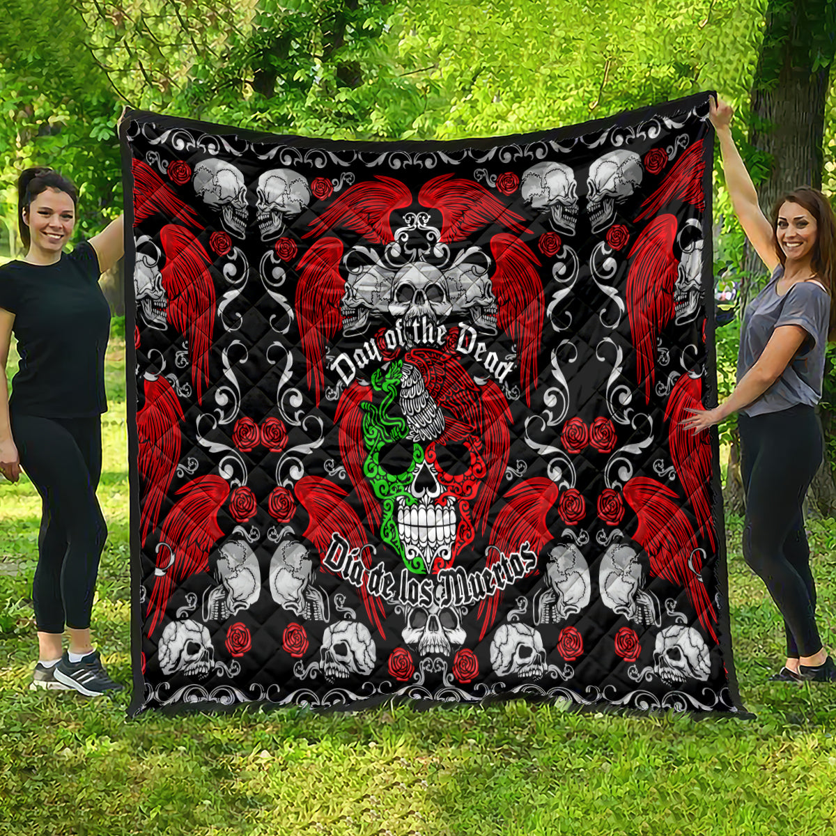 Mexico Day Of The Dead Quilt Mexican Sugar Skull Dia de los Muertos - Wonder Print Shop