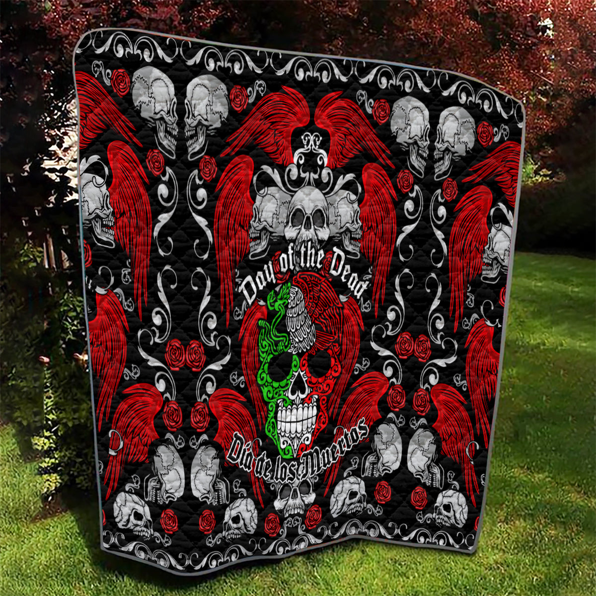 Mexico Day Of The Dead Quilt Mexican Sugar Skull Dia de los Muertos - Wonder Print Shop