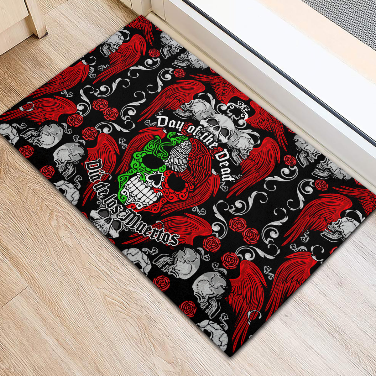 Mexico Day Of The Dead Rubber Doormat Mexican Sugar Skull Dia de los Muertos - Wonder Print Shop