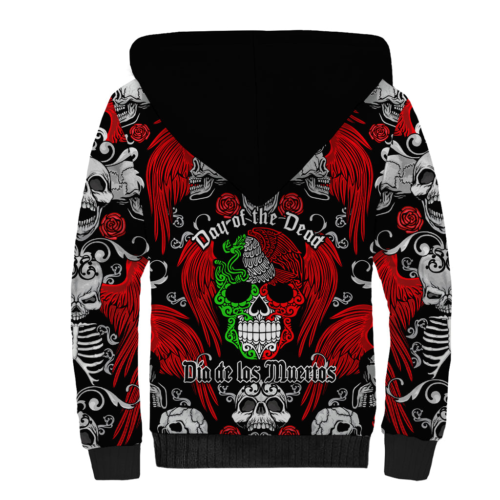 Mexico Day Of The Dead Sherpa Hoodie Mexican Sugar Skull Dia de los Muertos - Wonder Print Shop