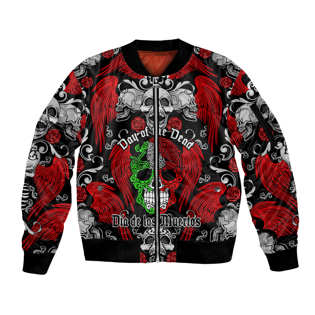 Mexico Day Of The Dead Sleeve Zip Bomber Jacket Mexican Sugar Skull Dia de los Muertos - Wonder Print Shop