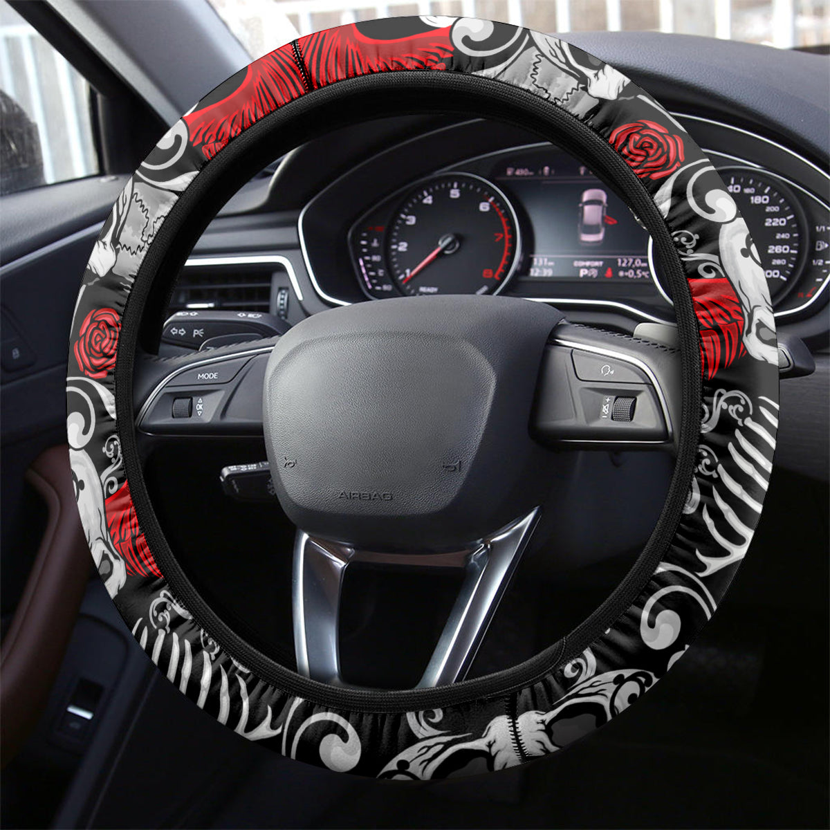Mexico Day Of The Dead Steering Wheel Cover Mexican Sugar Skull Dia de los Muertos - Wonder Print Shop