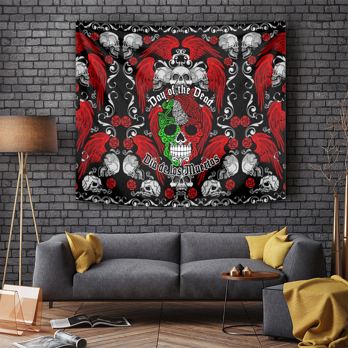 Mexico Day Of The Dead Tapestry Mexican Sugar Skull Dia de los Muertos - Wonder Print Shop