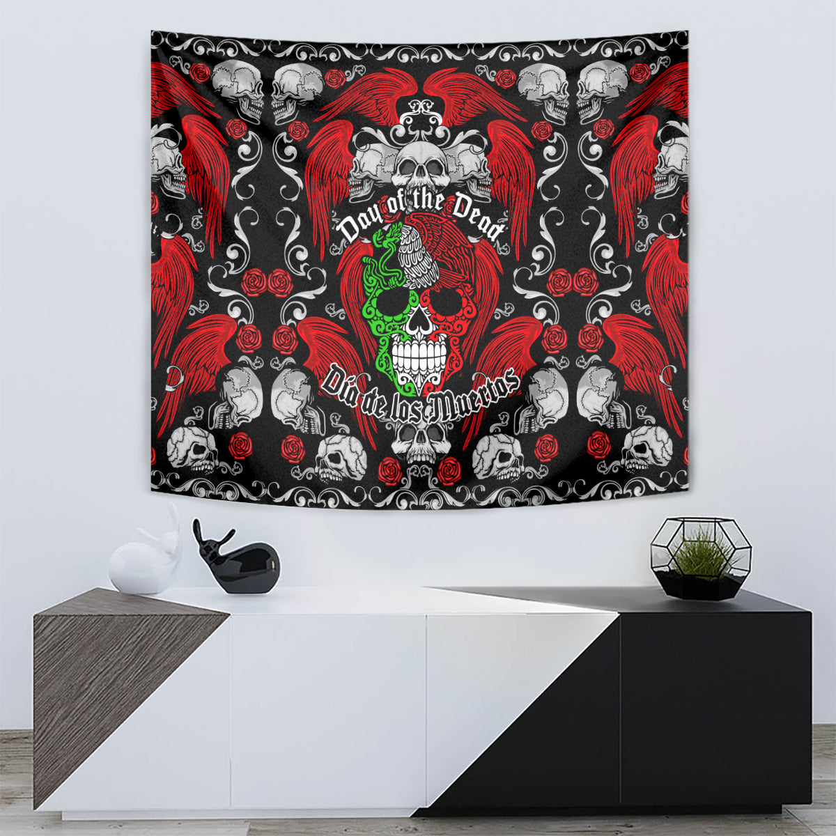 Mexico Day Of The Dead Tapestry Mexican Sugar Skull Dia de los Muertos - Wonder Print Shop