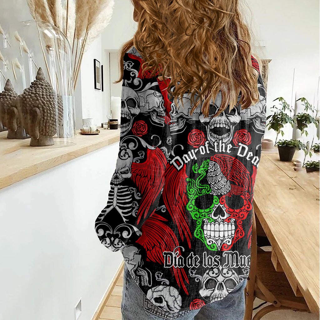 Mexico Day Of The Dead Women Casual Shirt Mexican Sugar Skull Dia de los Muertos - Wonder Print Shop