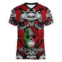Mexico Day Of The Dead Women V Neck T Shirt Mexican Sugar Skull Dia de los Muertos - Wonder Print Shop