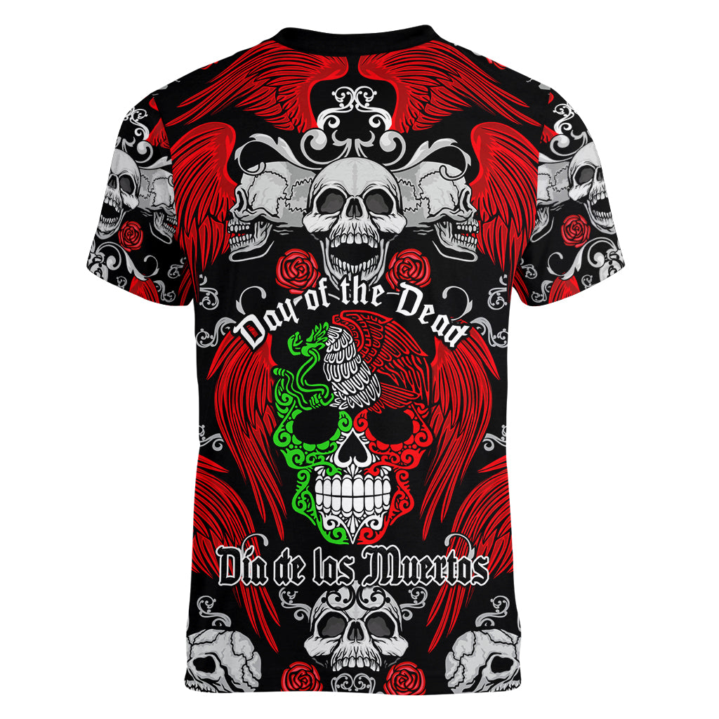 Mexico Day Of The Dead Women V Neck T Shirt Mexican Sugar Skull Dia de los Muertos - Wonder Print Shop