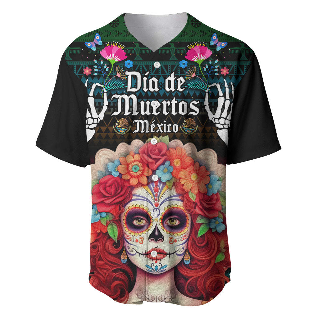 Personalised Mexico Day Of The Dead Baseball Jersey Mexican La Catrina Dia de los Muertos - Wonder Print Shop