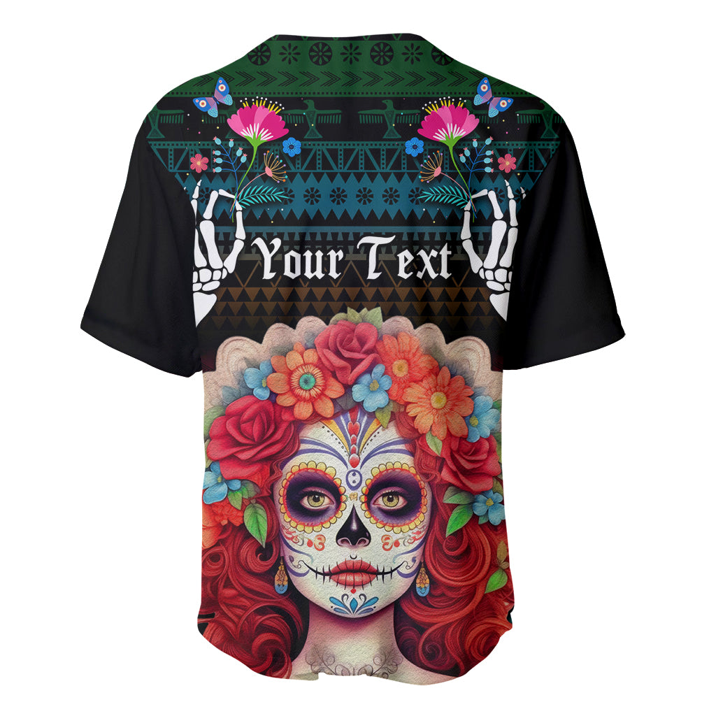 Personalised Mexico Day Of The Dead Baseball Jersey Mexican La Catrina Dia de los Muertos - Wonder Print Shop