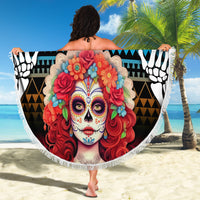 Mexico Day Of The Dead Beach Blanket Mexican La Catrina Dia de los Muertos - Wonder Print Shop