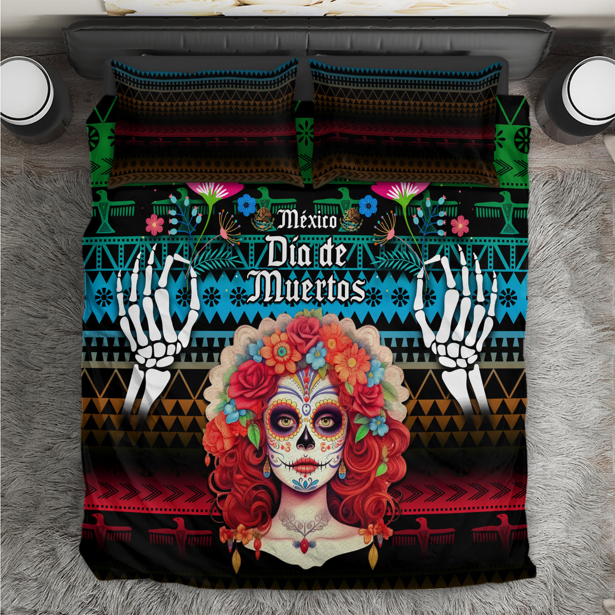 Mexico Day Of The Dead Bedding Set Mexican La Catrina Dia de los Muertos - Wonder Print Shop