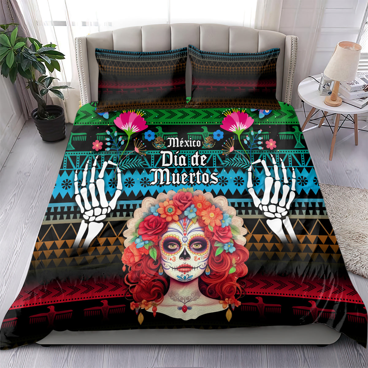 Mexico Day Of The Dead Bedding Set Mexican La Catrina Dia de los Muertos - Wonder Print Shop
