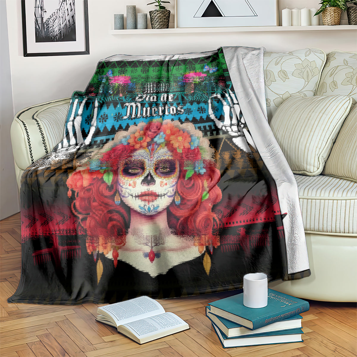 personalised-mexico-day-of-the-dead-blanket-mexican-la-catrina-dia-de-los-muertos