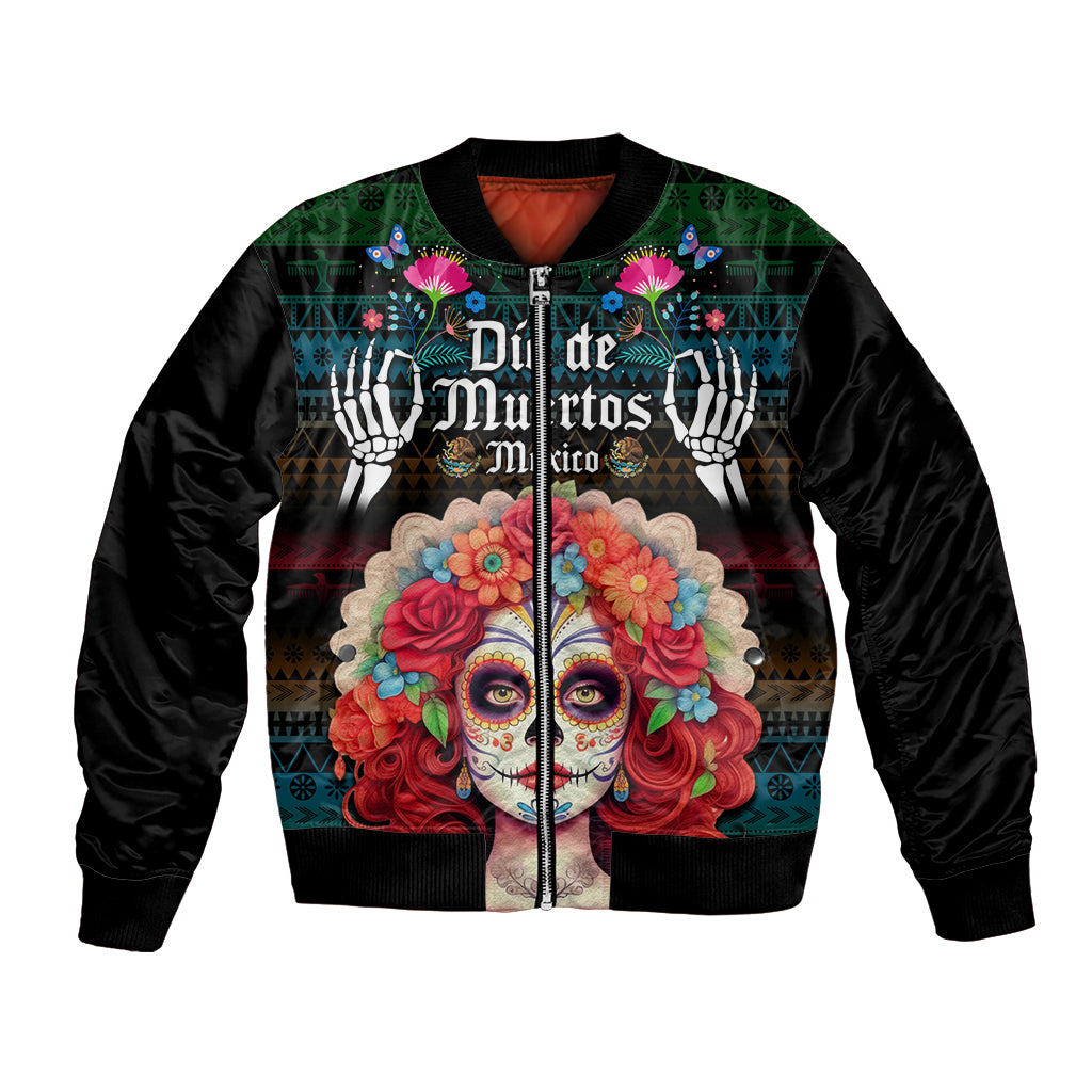 Personalised Mexico Day Of The Dead Bomber Jacket Mexican La Catrina Dia de los Muertos - Wonder Print Shop