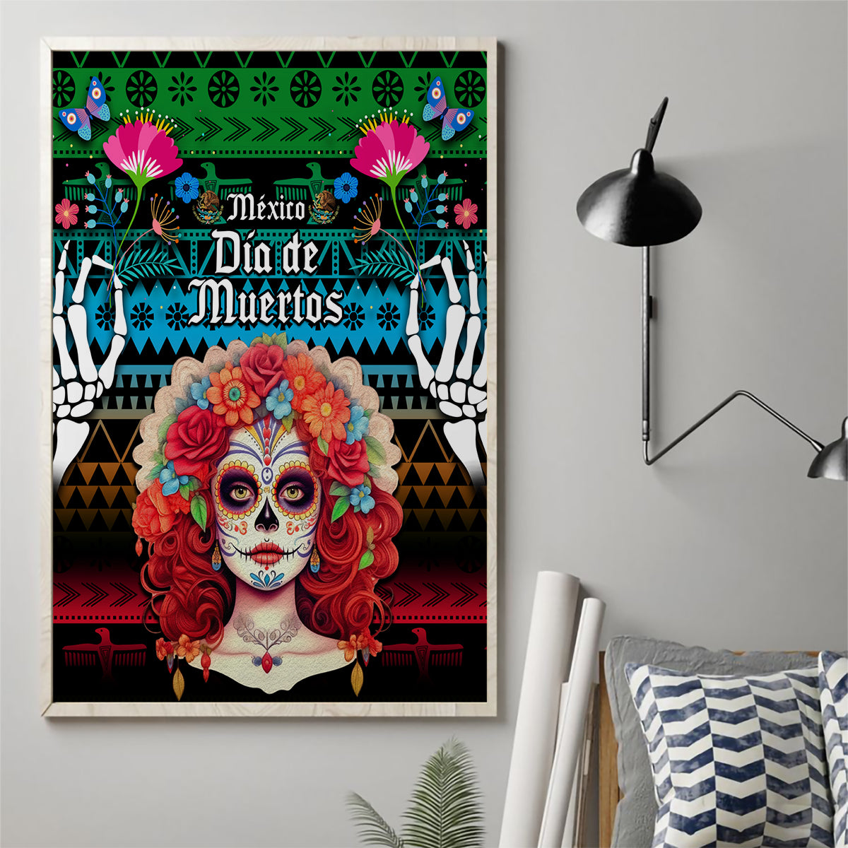 Mexico Day Of The Dead Canvas Wall Art Mexican La Catrina Dia de los Muertos - Wonder Print Shop