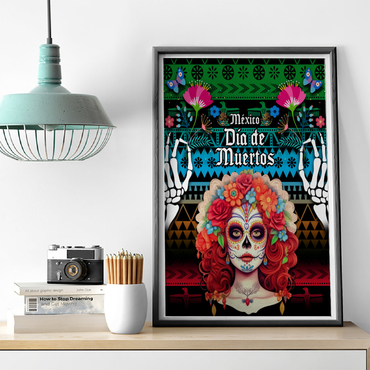 Mexico Day Of The Dead Canvas Wall Art Mexican La Catrina Dia de los Muertos - Wonder Print Shop