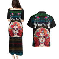 Personalised Mexico Day Of The Dead Couples Matching Puletasi Dress and Hawaiian Shirt Mexican La Catrina Dia de los Muertos - Wonder Print Shop