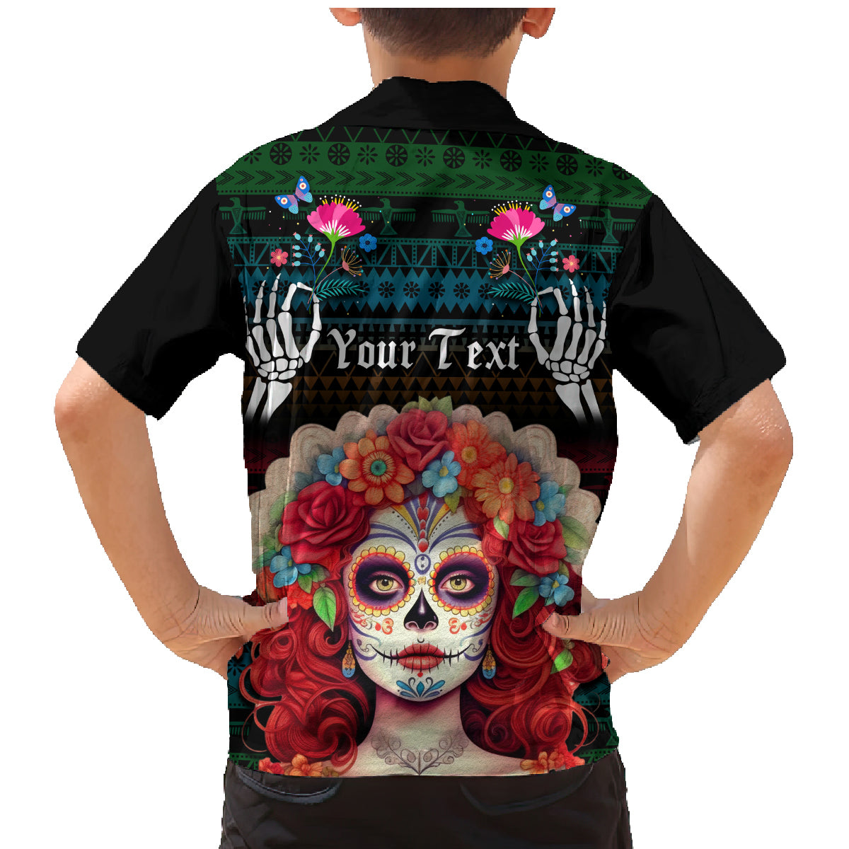 Personalised Mexico Day Of The Dead Family Matching Mermaid Dress and Hawaiian Shirt Mexican La Catrina Dia de los Muertos - Wonder Print Shop