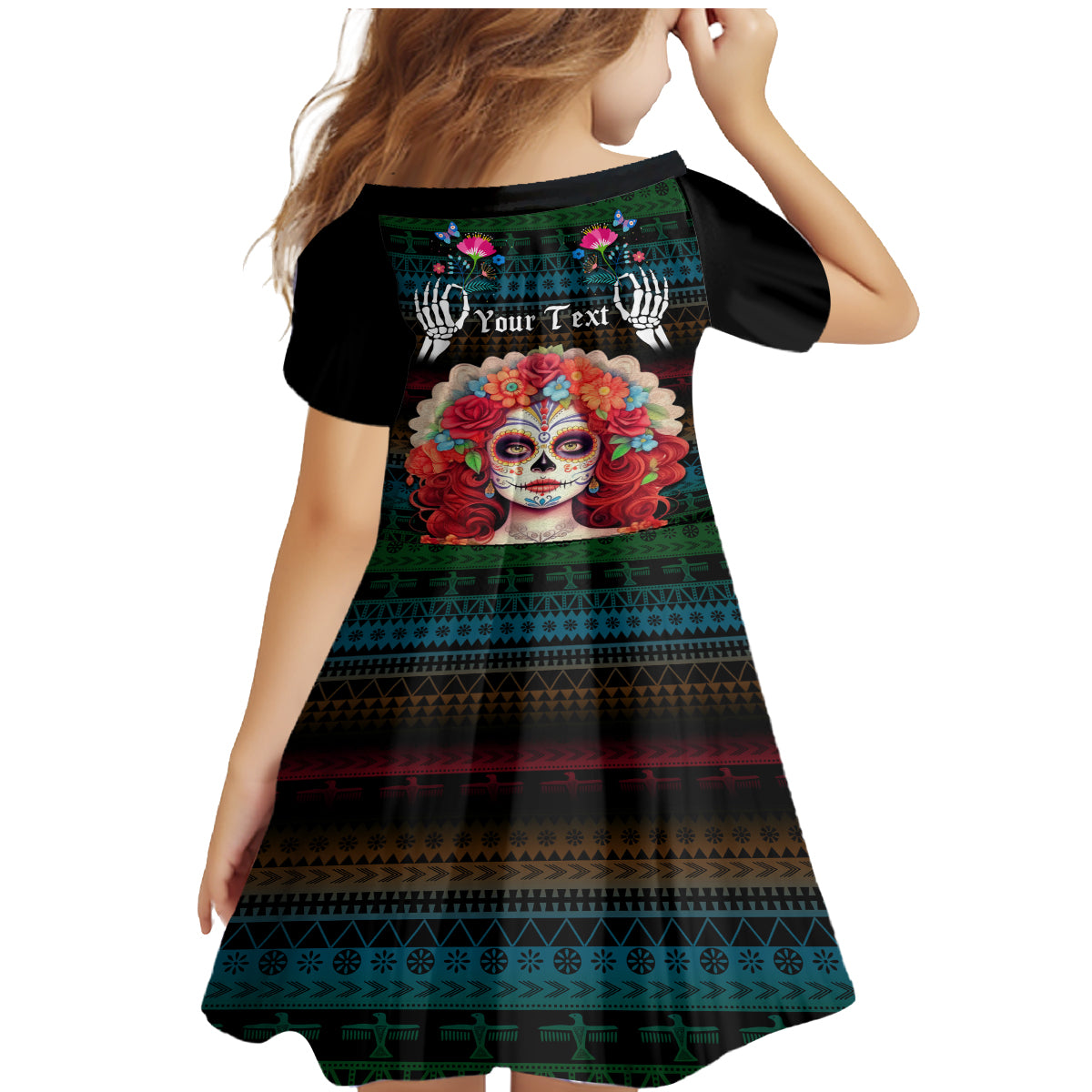 Personalised Mexico Day Of The Dead Family Matching Mermaid Dress and Hawaiian Shirt Mexican La Catrina Dia de los Muertos - Wonder Print Shop
