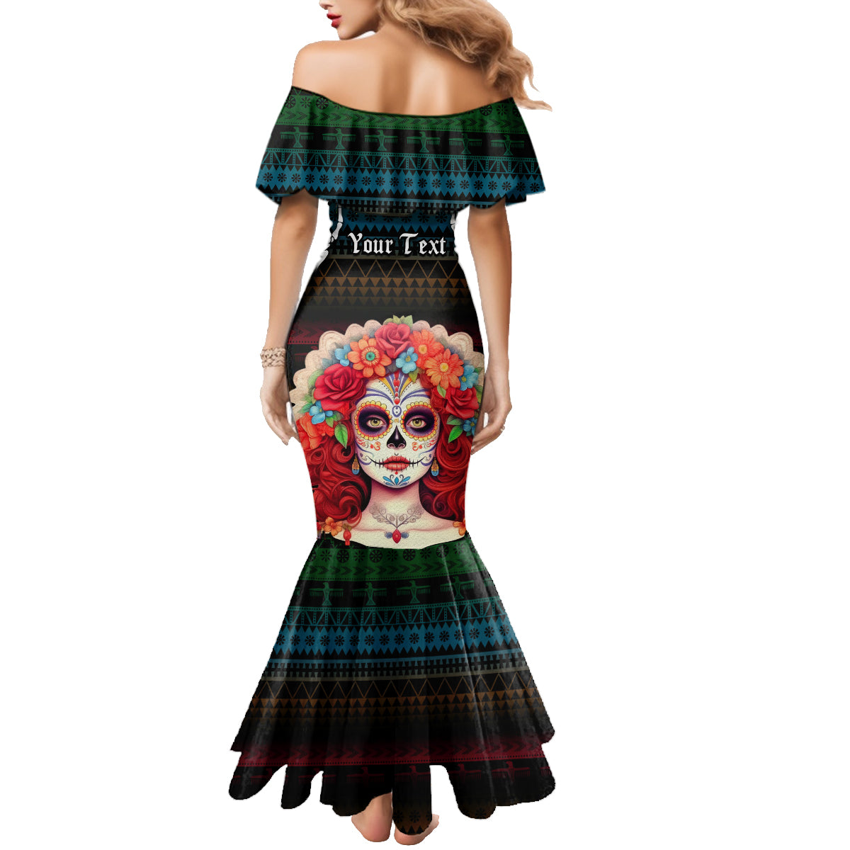 Personalised Mexico Day Of The Dead Family Matching Mermaid Dress and Hawaiian Shirt Mexican La Catrina Dia de los Muertos - Wonder Print Shop