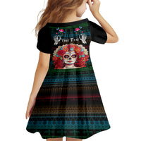 Personalised Mexico Day Of The Dead Family Matching Off Shoulder Long Sleeve Dress and Hawaiian Shirt Mexican La Catrina Dia de los Muertos - Wonder Print Shop
