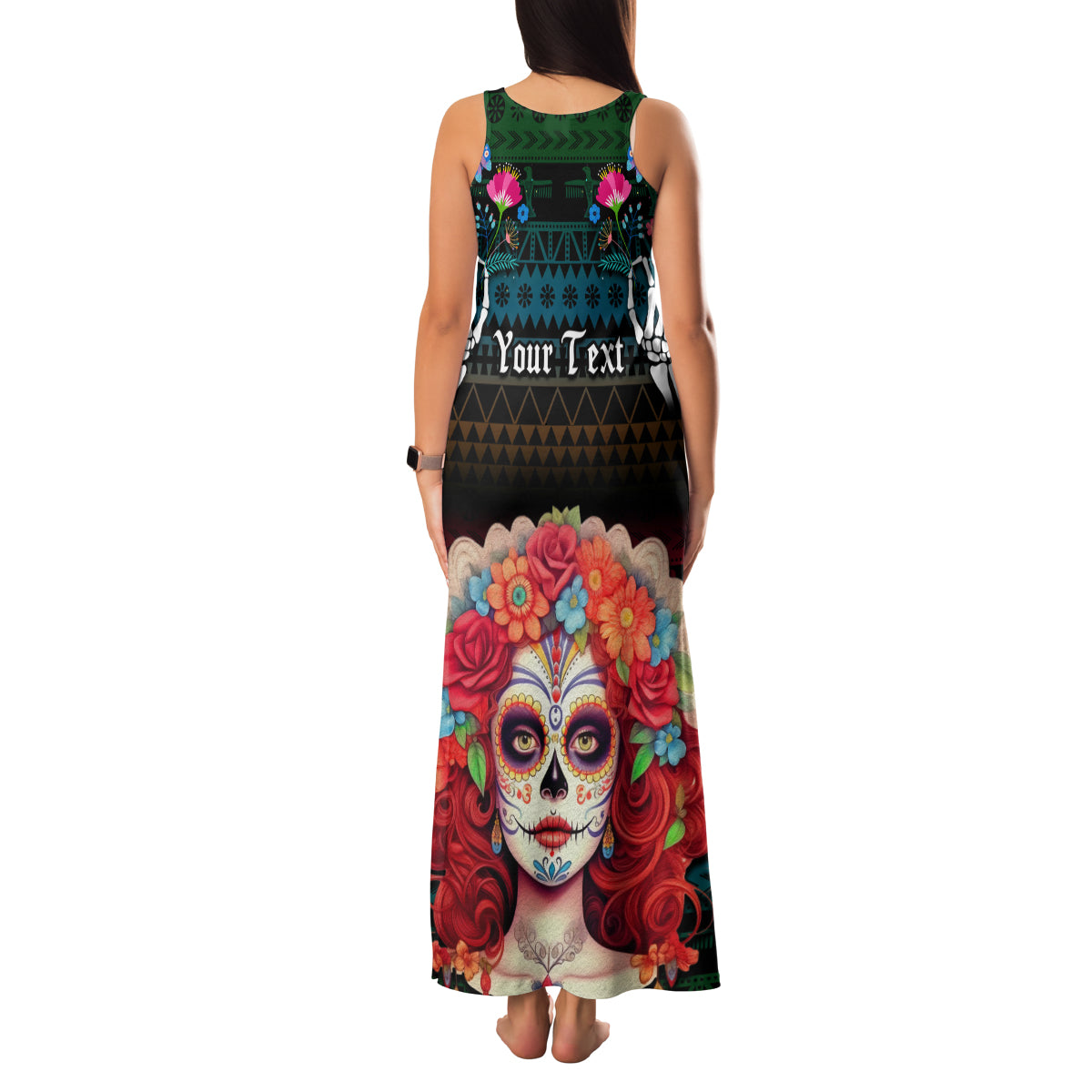 Personalised Mexico Day Of The Dead Family Matching Tank Maxi Dress and Hawaiian Shirt Mexican La Catrina Dia de los Muertos - Wonder Print Shop