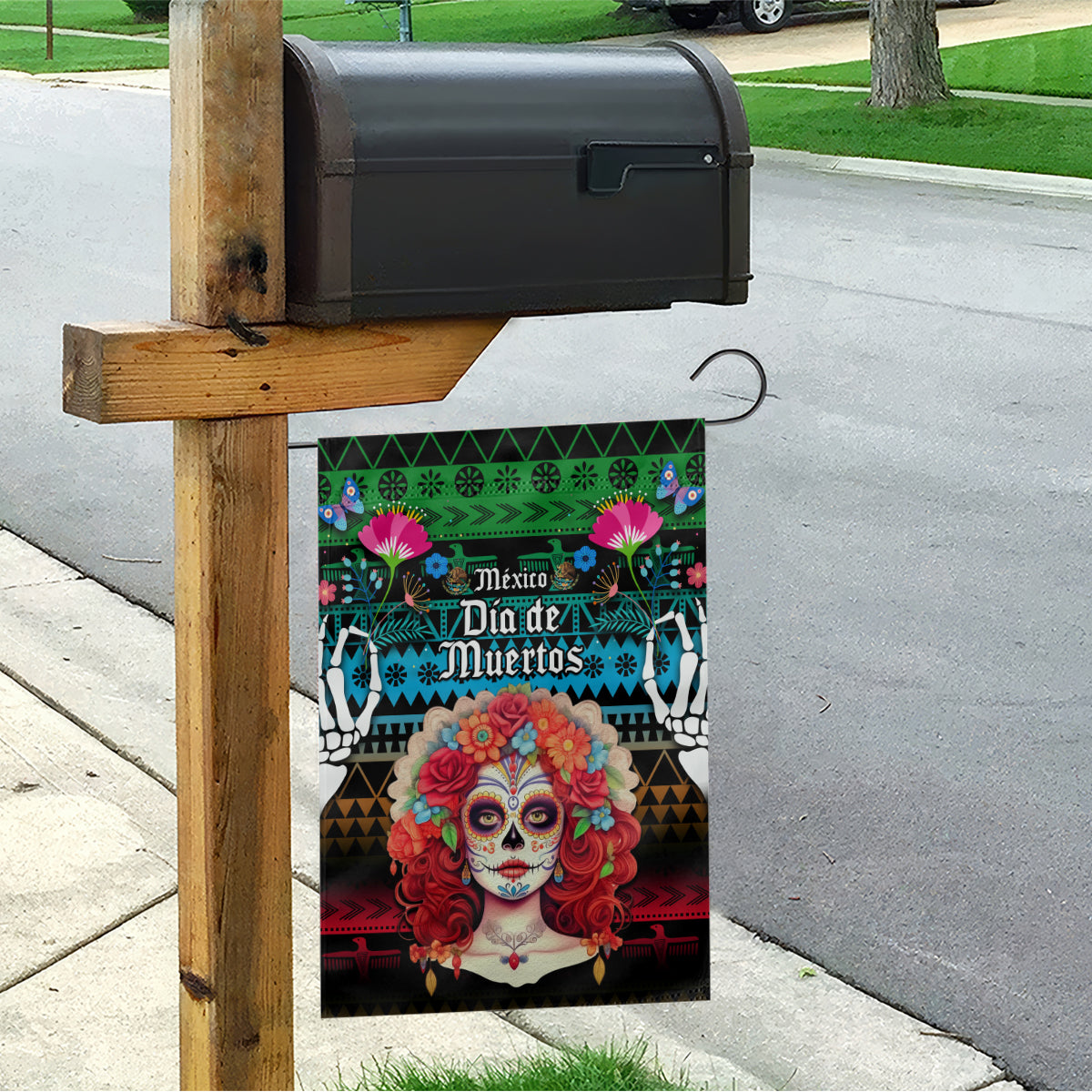 Mexico Day Of The Dead Garden Flag Mexican La Catrina Dia de los Muertos - Wonder Print Shop