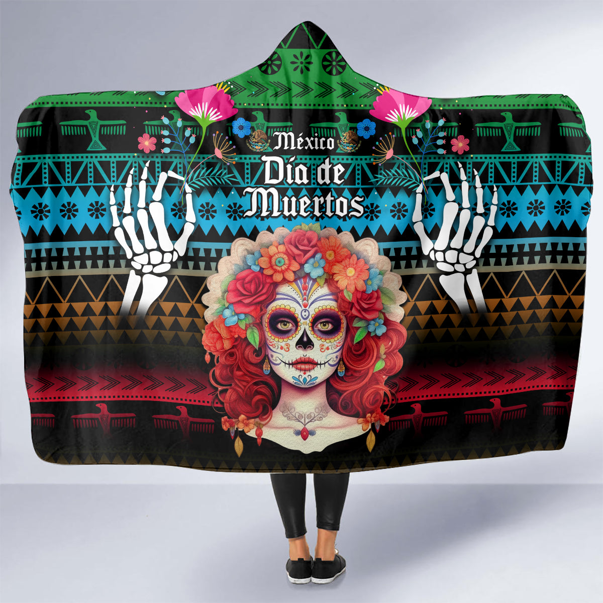 personalised-mexico-day-of-the-dead-hooded-blanket-mexican-la-catrina-dia-de-los-muertos